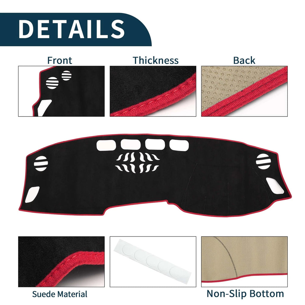 Dashboard Cover Mat for Audi A4 (2017–2020) Sun Protector Pad Black Red