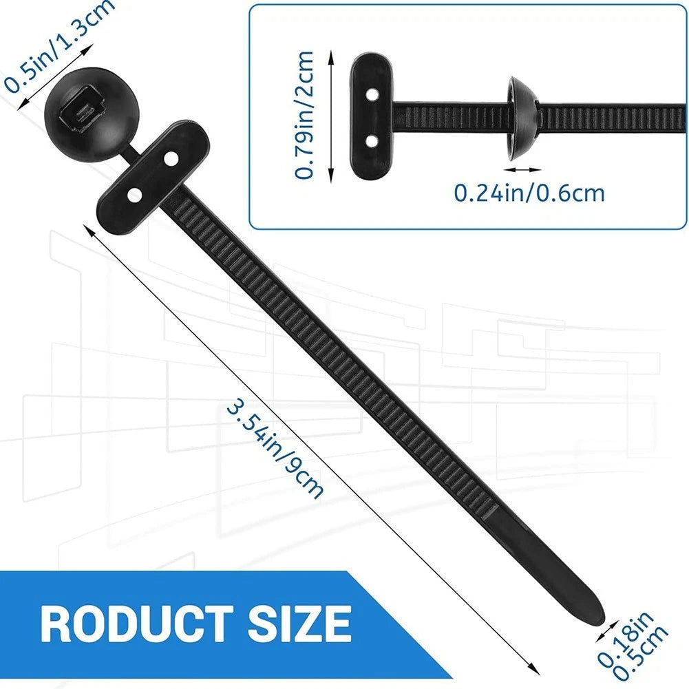 Nylon Cable Tie Buckle for Zip Ties (Heavy Duty, Self Locking, Black)
