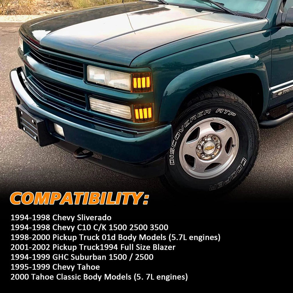 Clear LED Corner Turn Signal Lights for GMC Chevy C/K Silverado Suburban