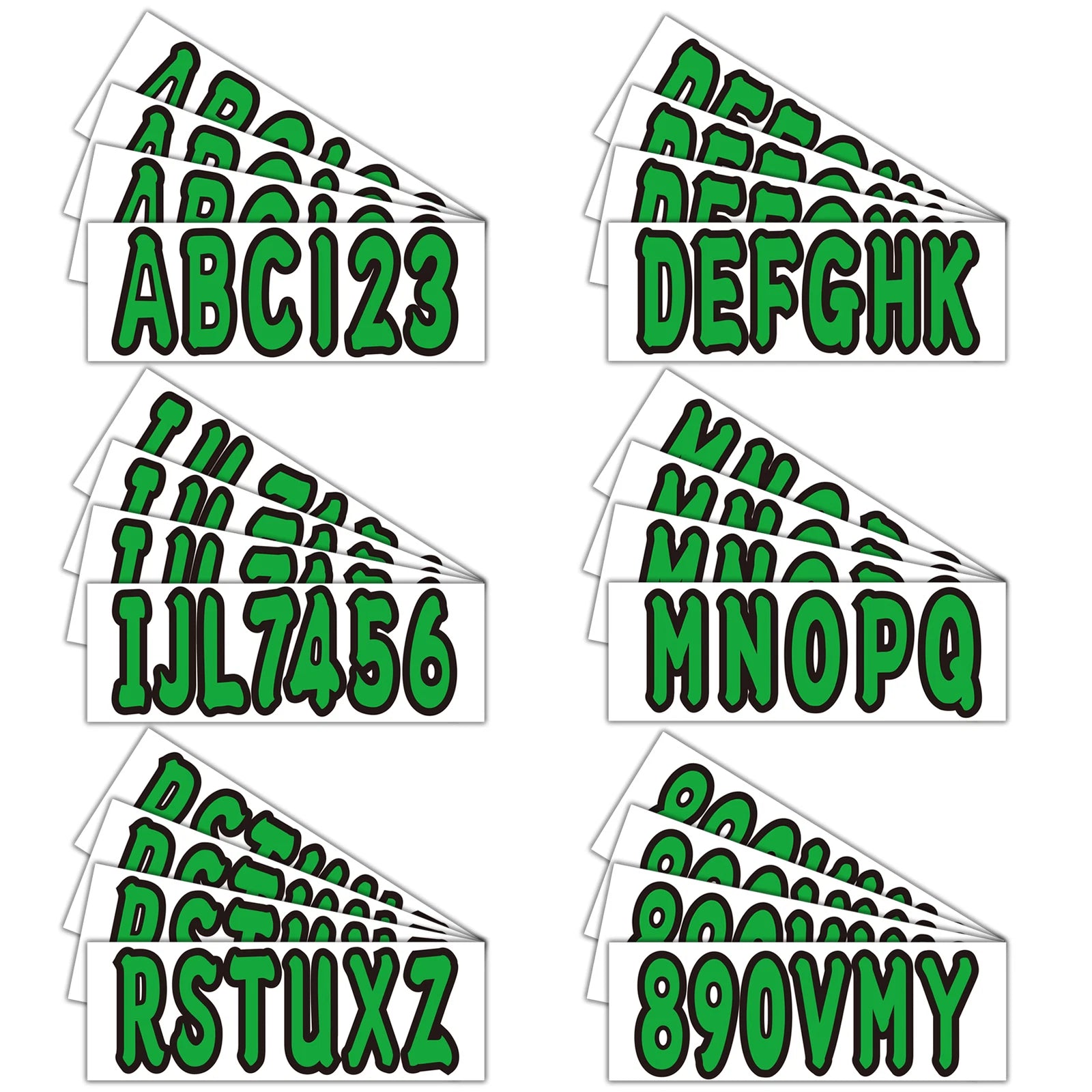 Set of 4 Green Decals for Boat Letters & Numbers A-Z & 0-9
