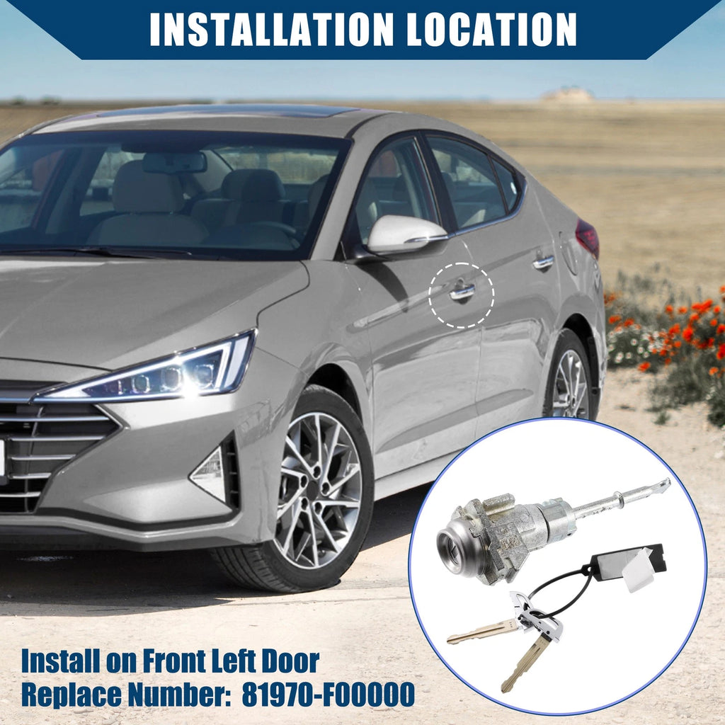 Door Lock Cylinder Front Left with Key for Hyundai Elantra (2017–2020)