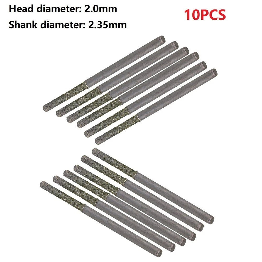 10pc Diamond Coated Solid Bits for Gems Drilling (42x2.35mm)