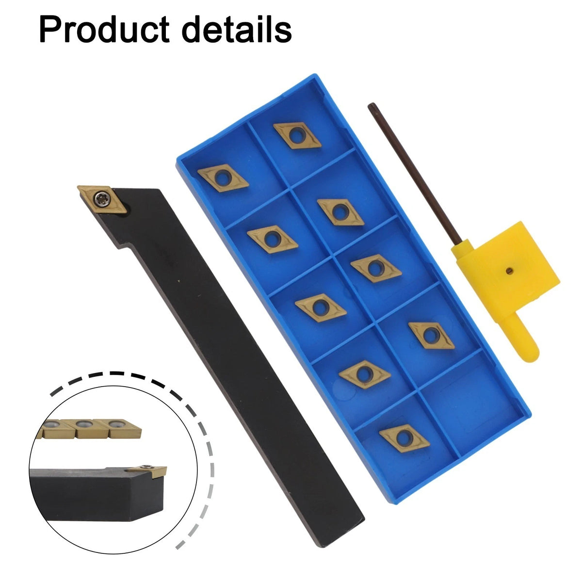 CNC Turning Tool Holder + 10 Inserts for Steel Processing