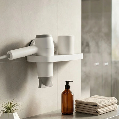 Organized Hair Dryer Storage with Toothbrush Cup (19.5 cm Width)