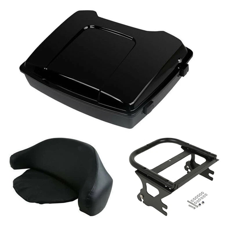 Black Razor Trunk Backrest Mount Rack for Harley Touring (1997–2008)