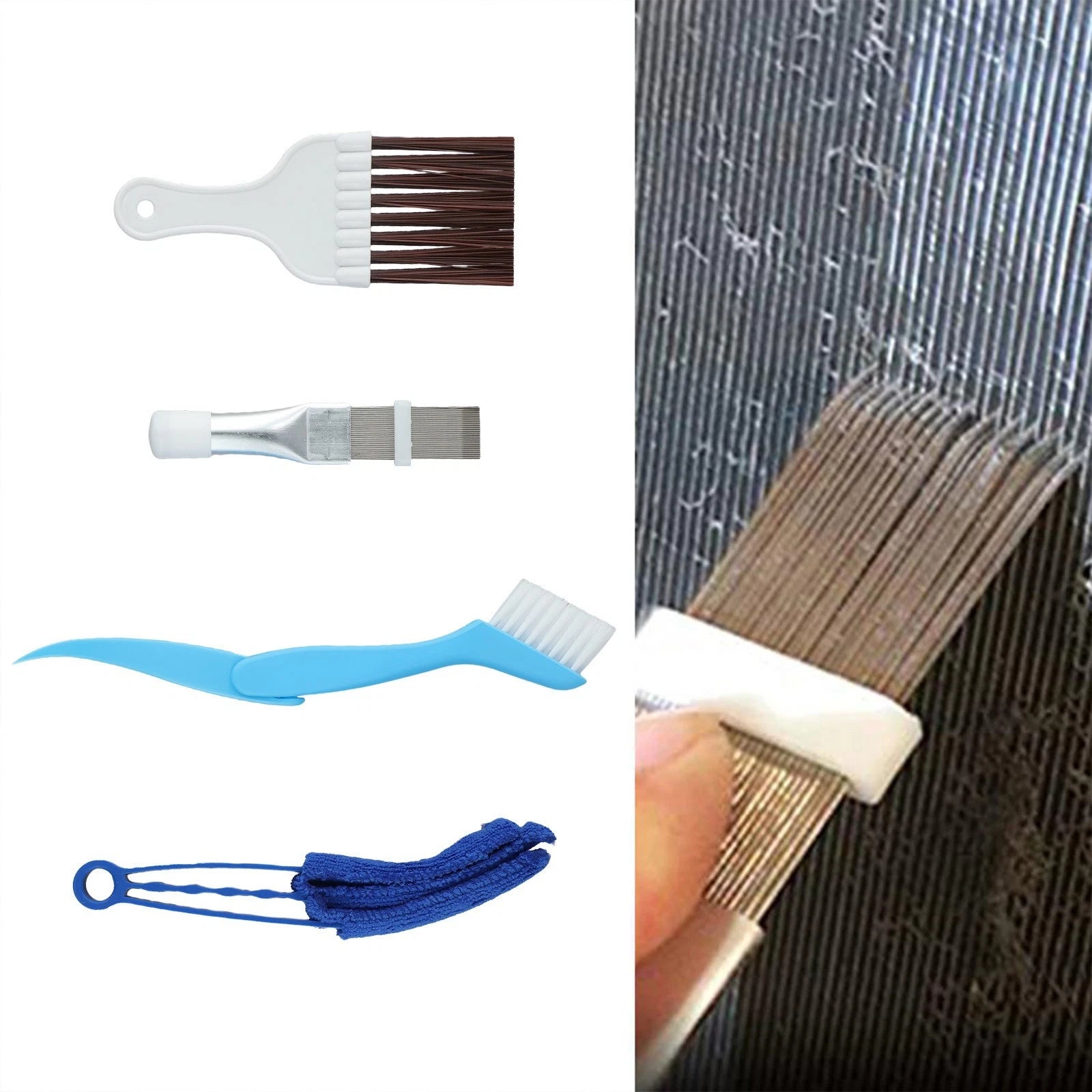 4X Fin Comb and Radiator Brush Kit for AC Cleaning