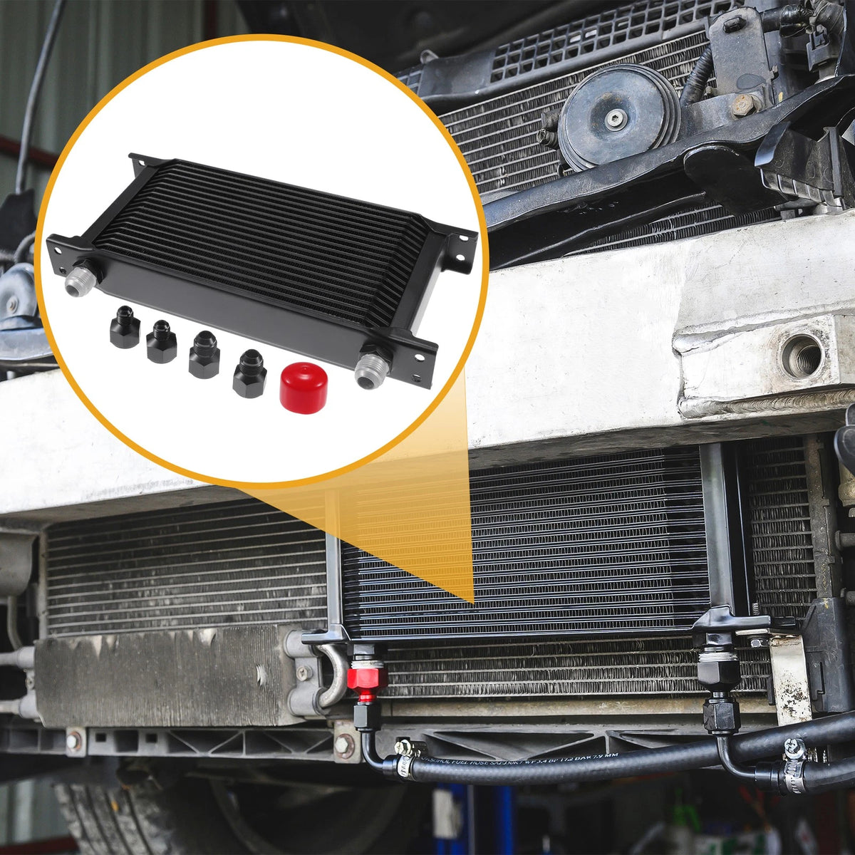 Transmission Oil Cooler Kit for Universal Vehicles (19 Row, 6AN, 8AN)