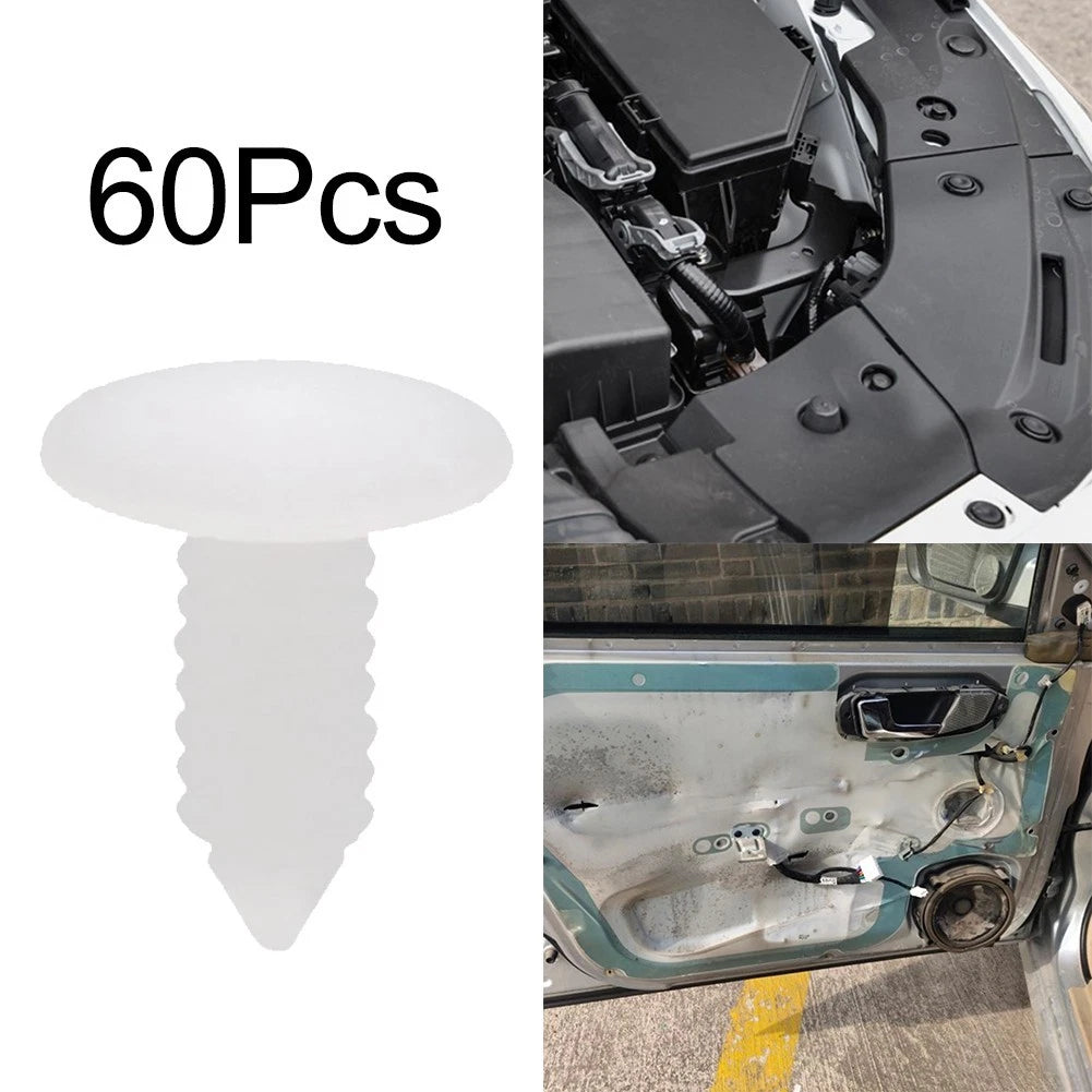 Set of 60 8mm Plastic Car Interior Rivets for Universal Fit