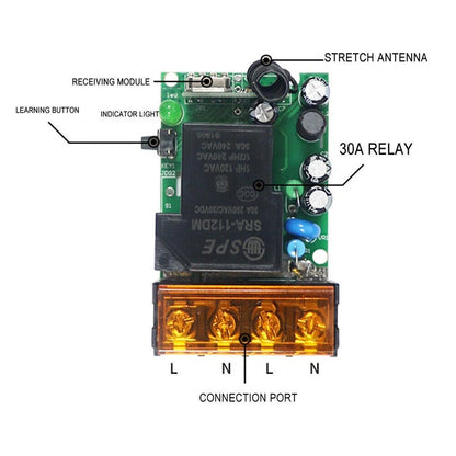 Relay Wireless Remote Control Switch for AC 90-220V 30A (433MHz)