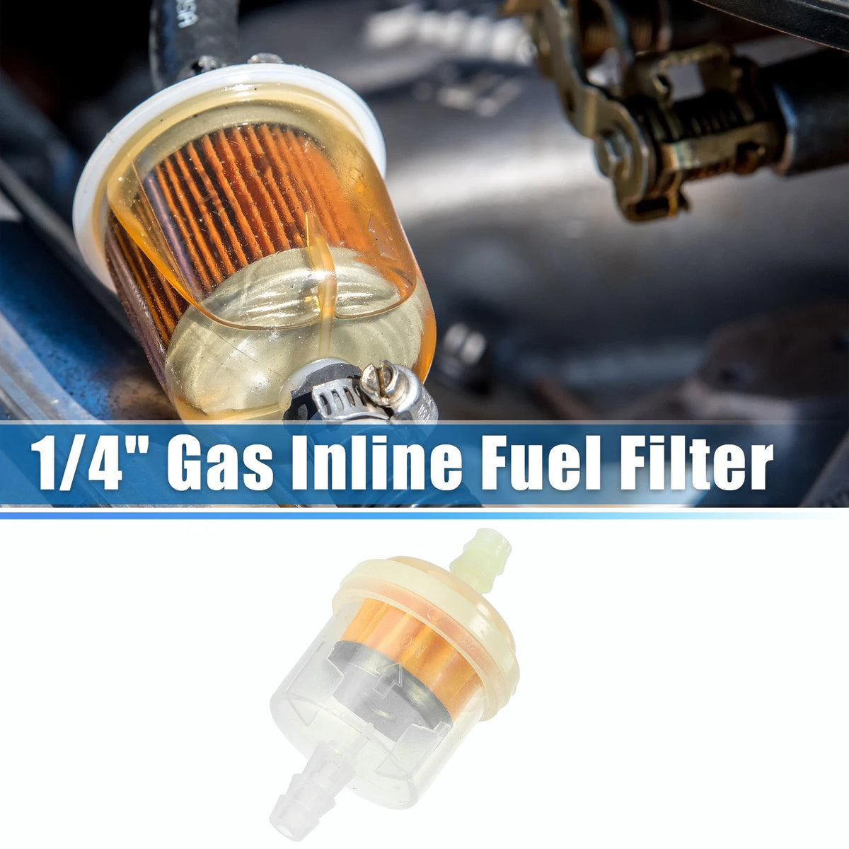1/4 Inch Gas Inline Fuel Filter for Motorcycle ATV (Fits 2.17"x1.18")
