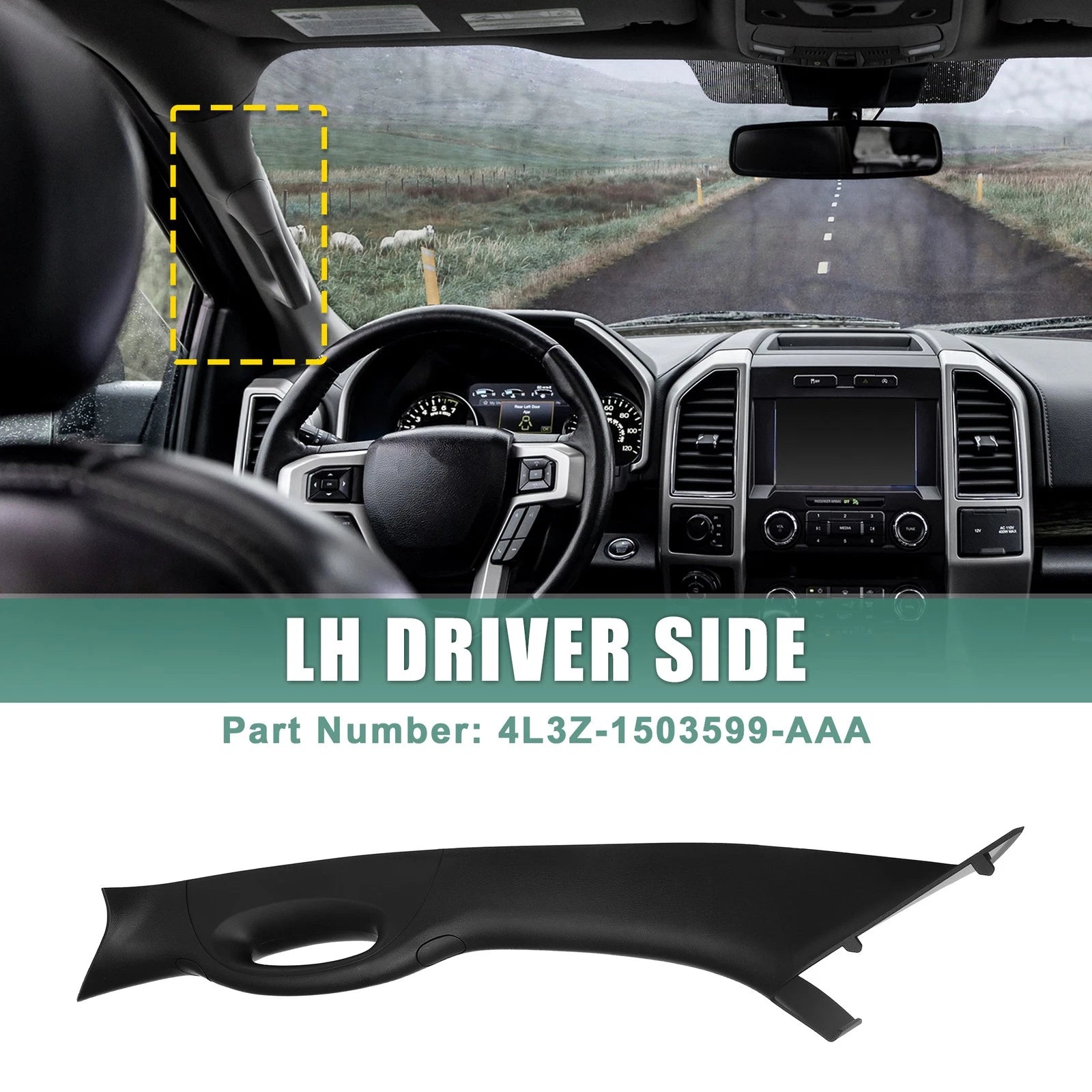 Left Driver Side A Pillar Trim Handle for Ford F150 (2006–2008) Black
