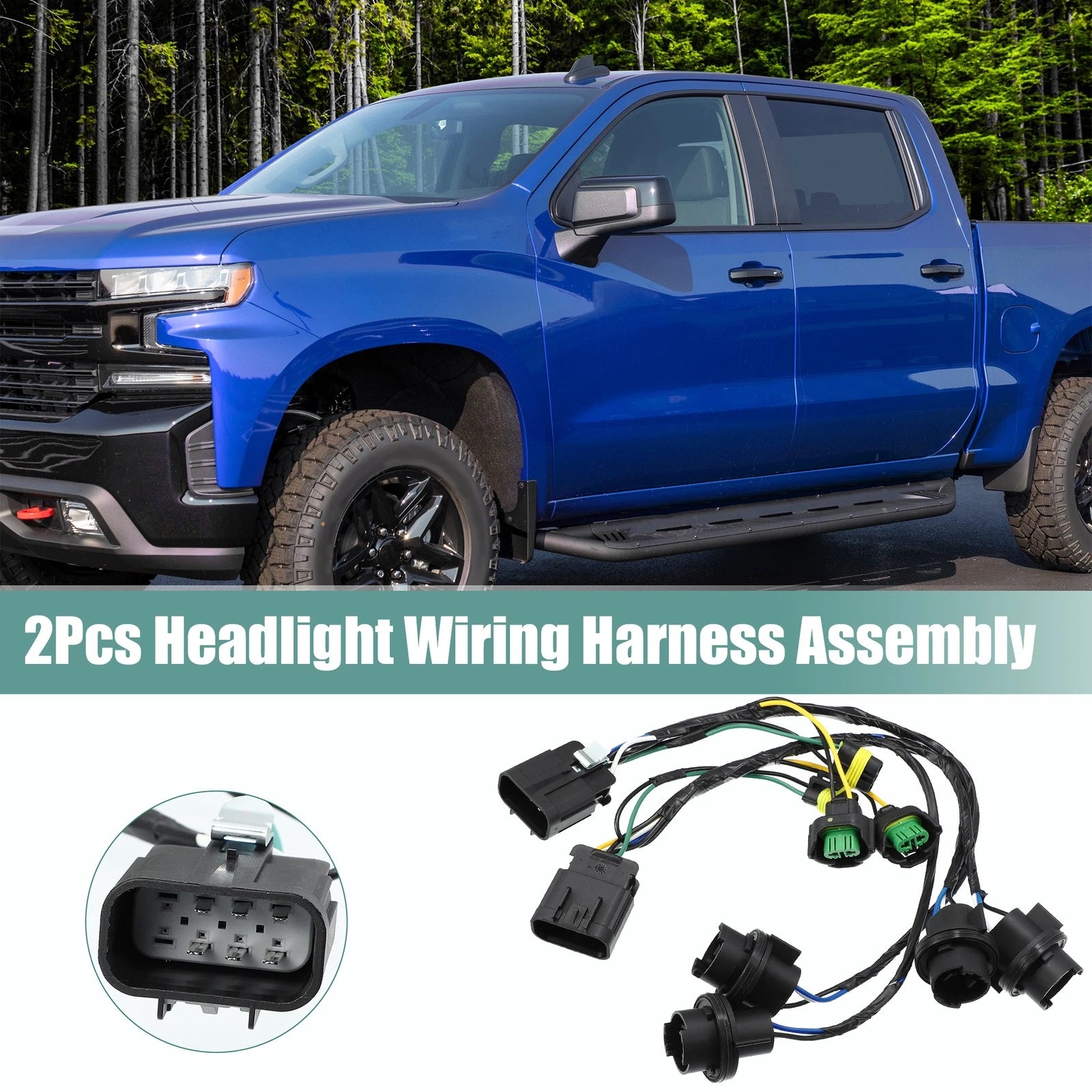 Headlight Wiring Harness Set for Chevrolet Silverado 2007-2013 GMC Sierra 2007-2013