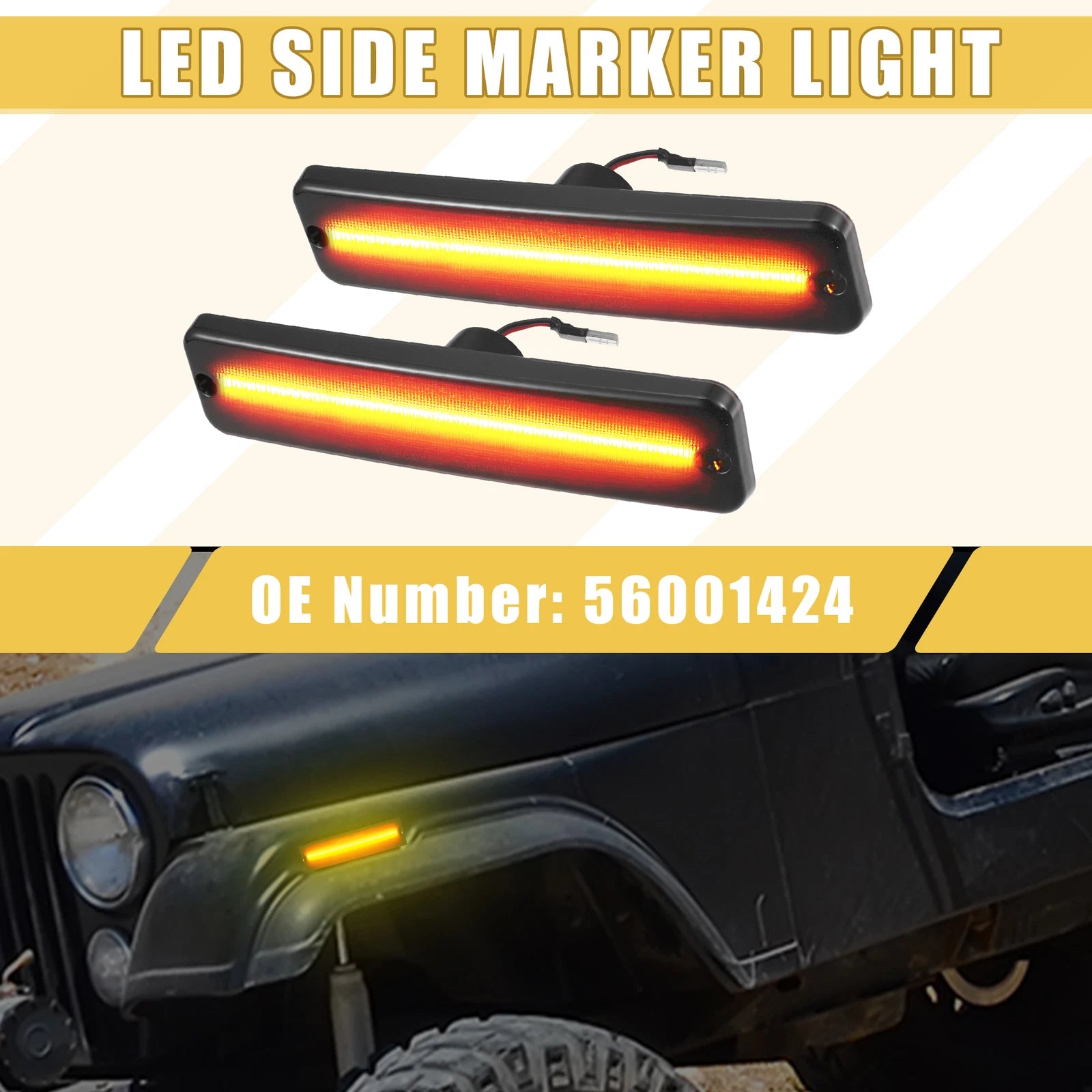 Front LED Side Marker Light 56001424 for Jeep (1 Pair)