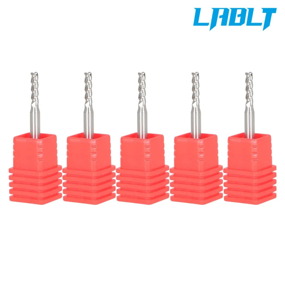 5 Pcs Carbide End Mill 3/32" 4 Flute 3/8" LOC for Automotive Applications