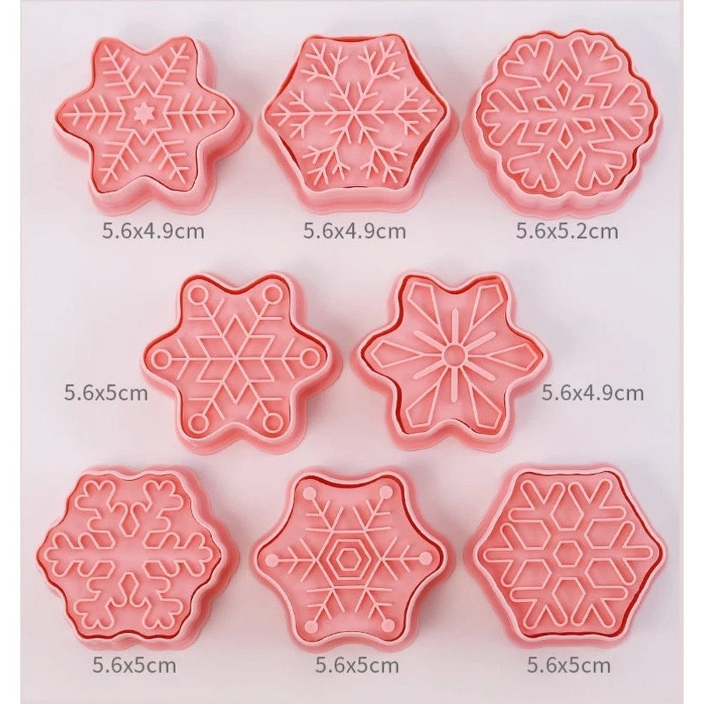 8 Piece Snowflake Cookie Molds Baking Cutters for Holiday Baking