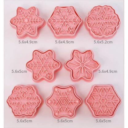 8 Piece Snowflake Cookie Molds Baking Cutters for Holiday Baking