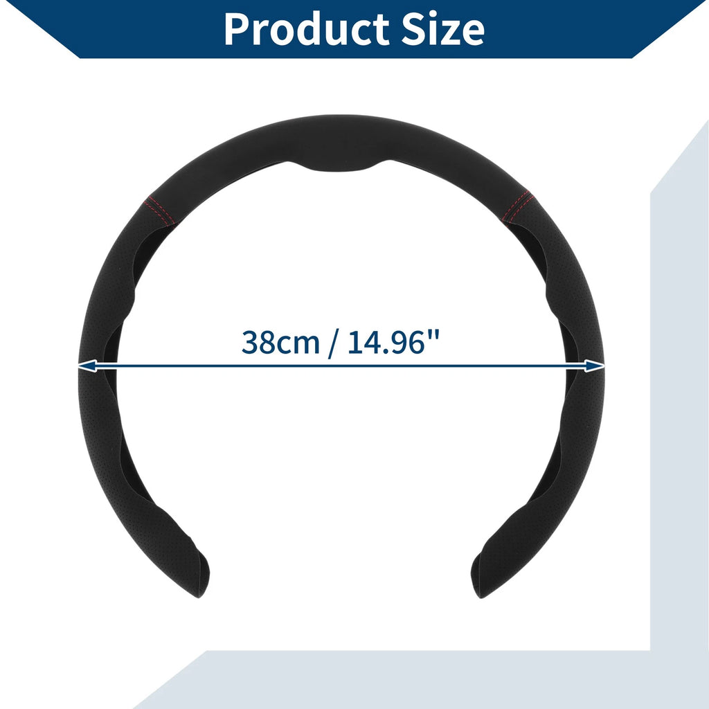 Steering Wheel Cover for Universal Fit (14.96") Black PU Leather