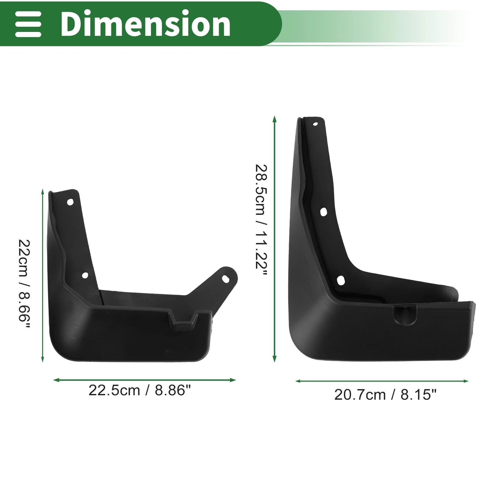 Mud Flaps Splash Guards Front Set with Mounting Hardware for Hyundai Encino (2018–2020)