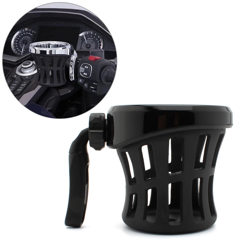 Universal Motorcycle Handlebar Cup Holder with Mesh Basket for Harley