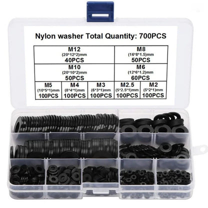 700PCS Flat Nylon Washers for M2 Threaded Parts