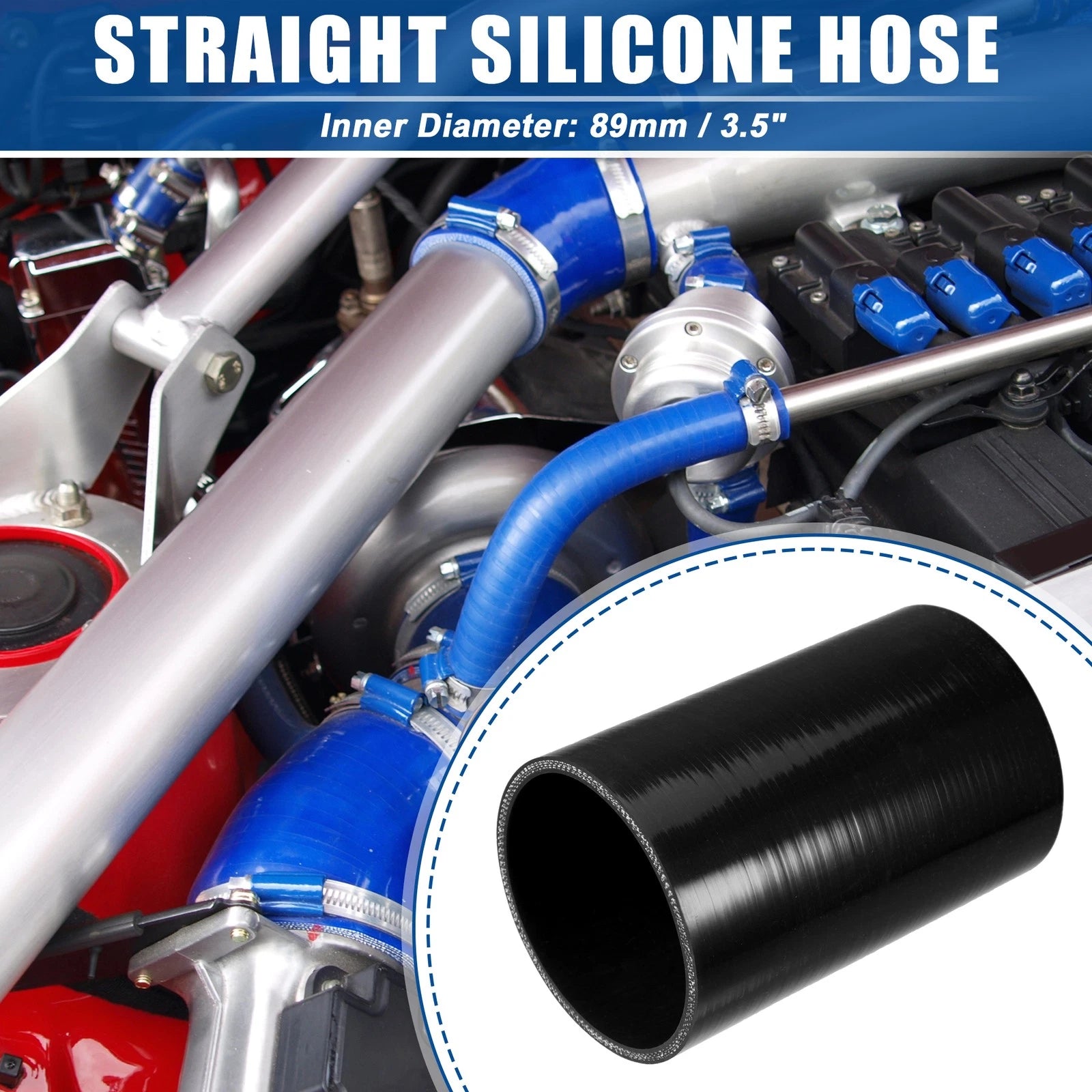 3.5" ID 6" Length Silicone Reducer Hose for Intercooler (Universal)