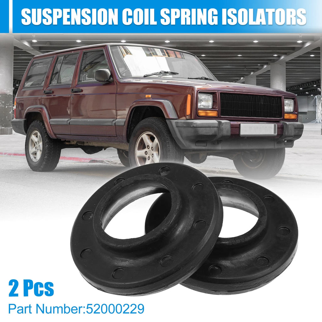 2X Front Upper Coil Spring Insulators for Jeep (52000229) Rubber Black