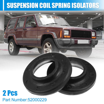 2X Front Upper Coil Spring Insulators for Jeep (52000229) Rubber Black