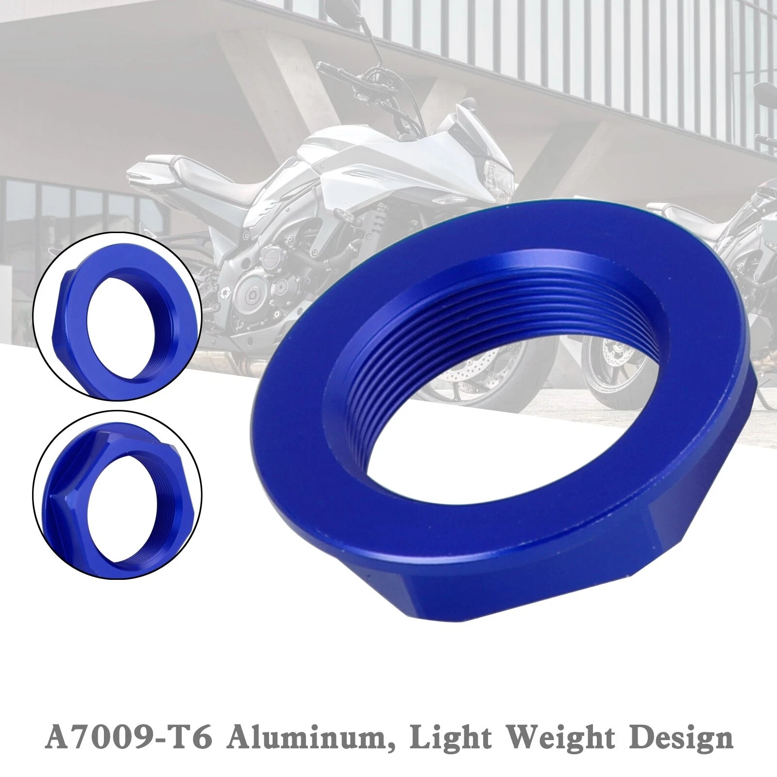 Billet Steering Stem Nut for Suzuki GSXR 600/750, YZF-R1, ZX6R, S1000RR (All Years) - Blue T9