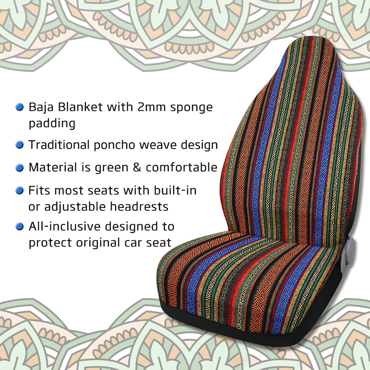1pc Baja Blanket Bucket Front Seat Cover Protector for Universal Cars