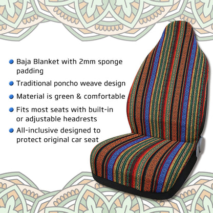 1pc Baja Blanket Bucket Front Seat Cover Protector for Universal Cars