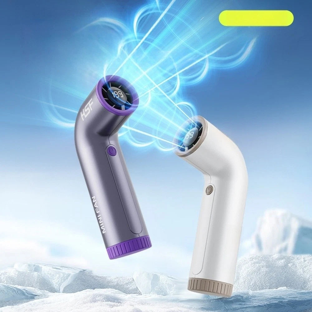 Lightweight Handheld Fan USB Rechargeable with Digital Display (3-6 Hours)
