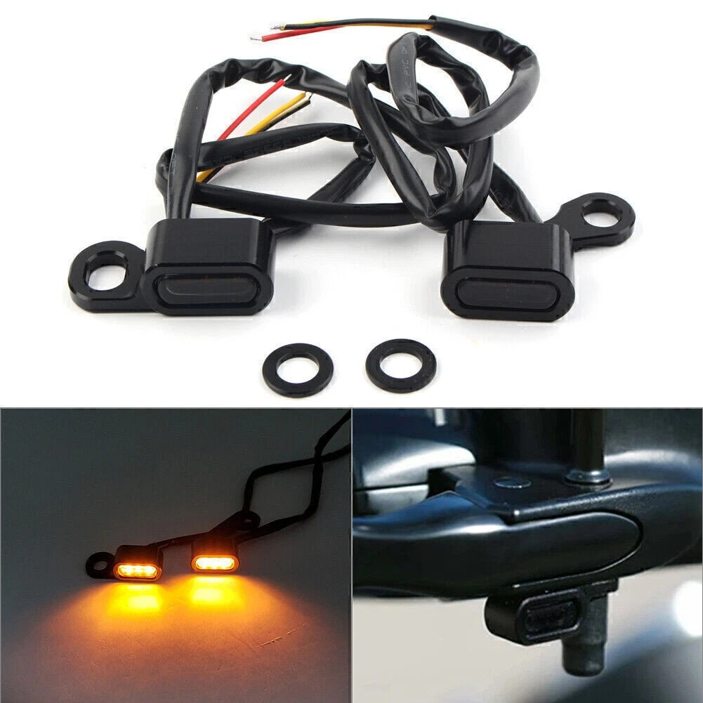 2x Front turn signal light mini light for harley 1996-17 Dyna models Black+Smoke