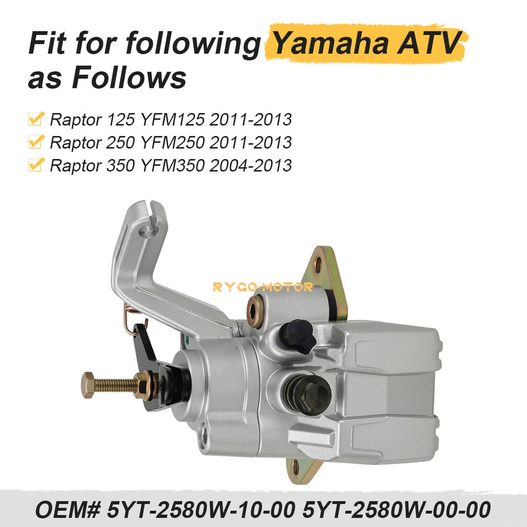 Rear Brake Caliper & Pads for Yamaha Raptor 125 250 350 (2001–2023)