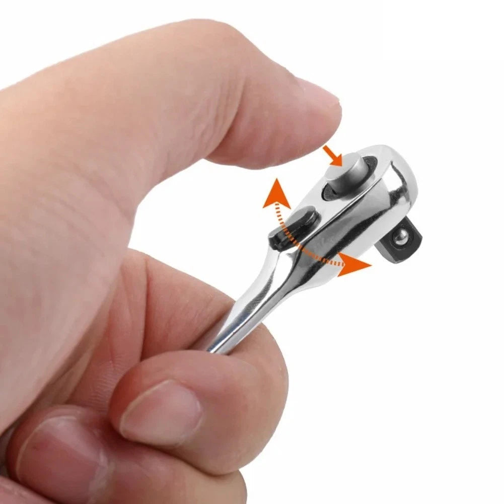 Set of 2 Ratchet Socket Wrenches with Hex Bit and Quick Release