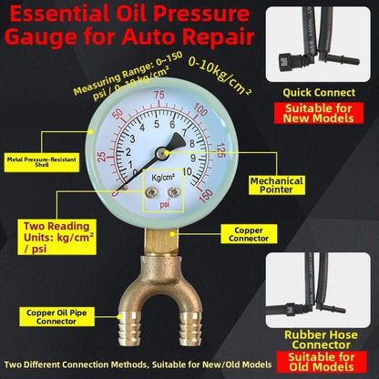 Fuel Pressure Gauge 0-150 PSI Quick Connect for Car Fuel System