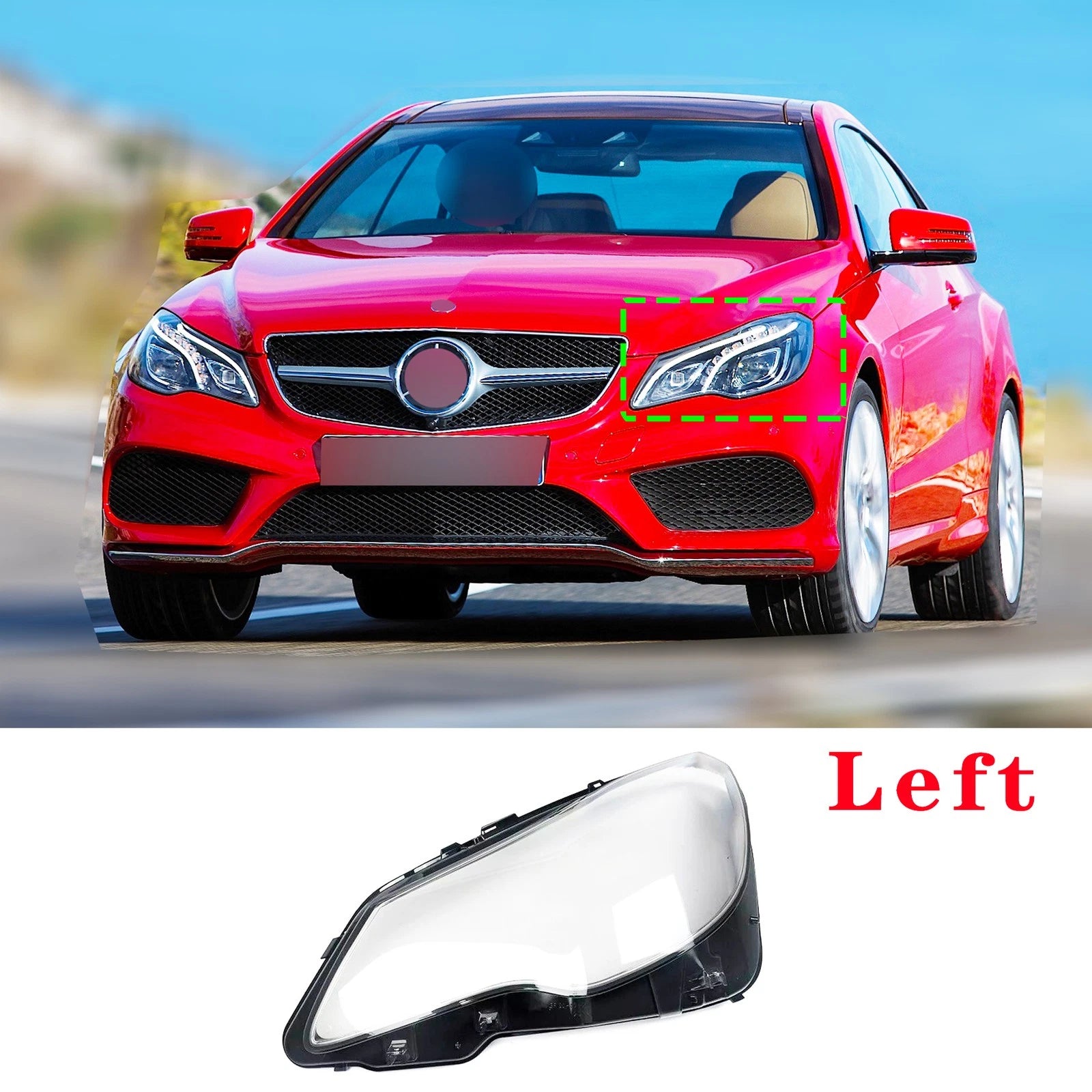 Left Headlight Lens for Mercedes Benz E-Class W207 C207 (2014–2016)