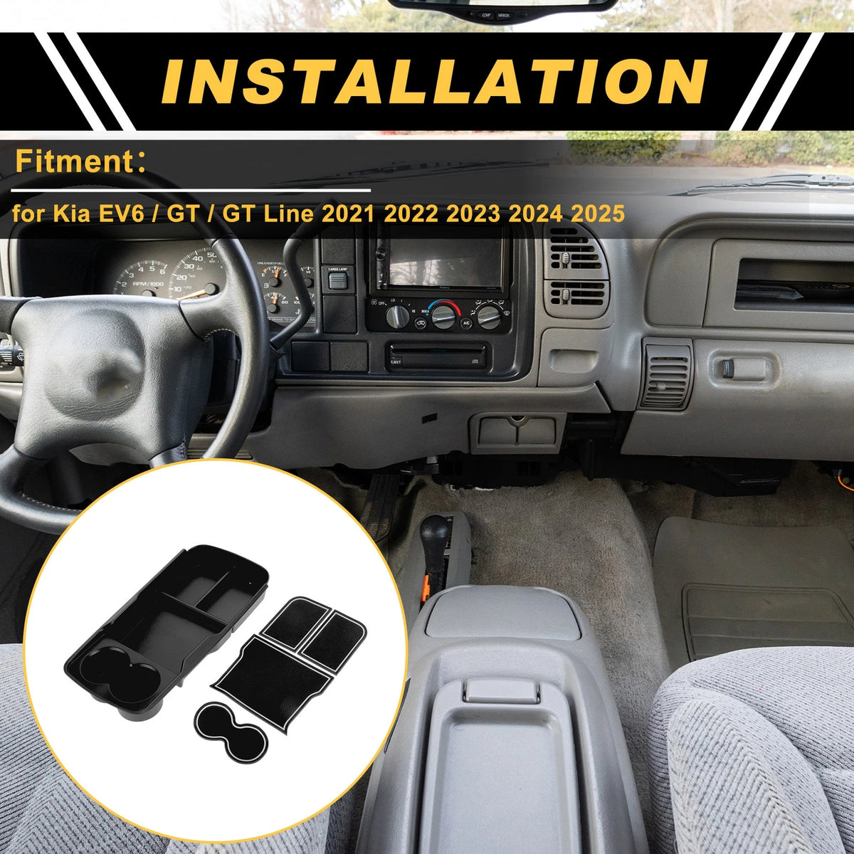 Center Console Armrest Organizer Tray for Kia EV6/GT/GT Line (2021–2025)