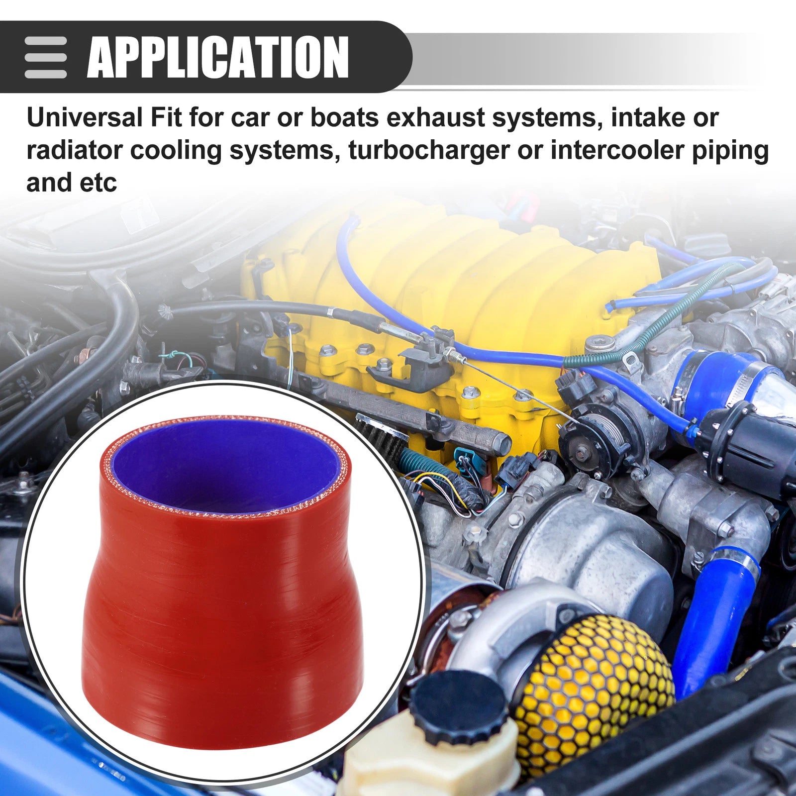 Intercooler Hose Reducer Coupler ID 2.76" to 3.27" Length 3" Red