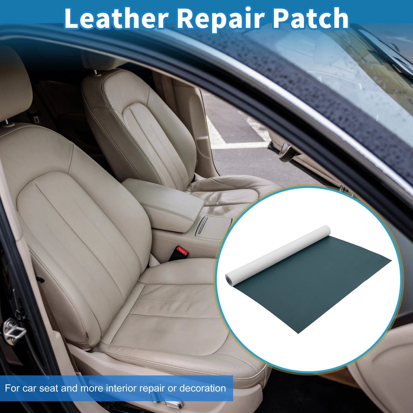 60"x16" Self Adhesive Leather Repair Patch for Car Seat Sofa (Deep Blue)