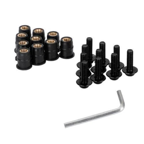 10X Motorcycle Wind Screen Shield M5x16mm Screw Bolt Washers Kit Black
