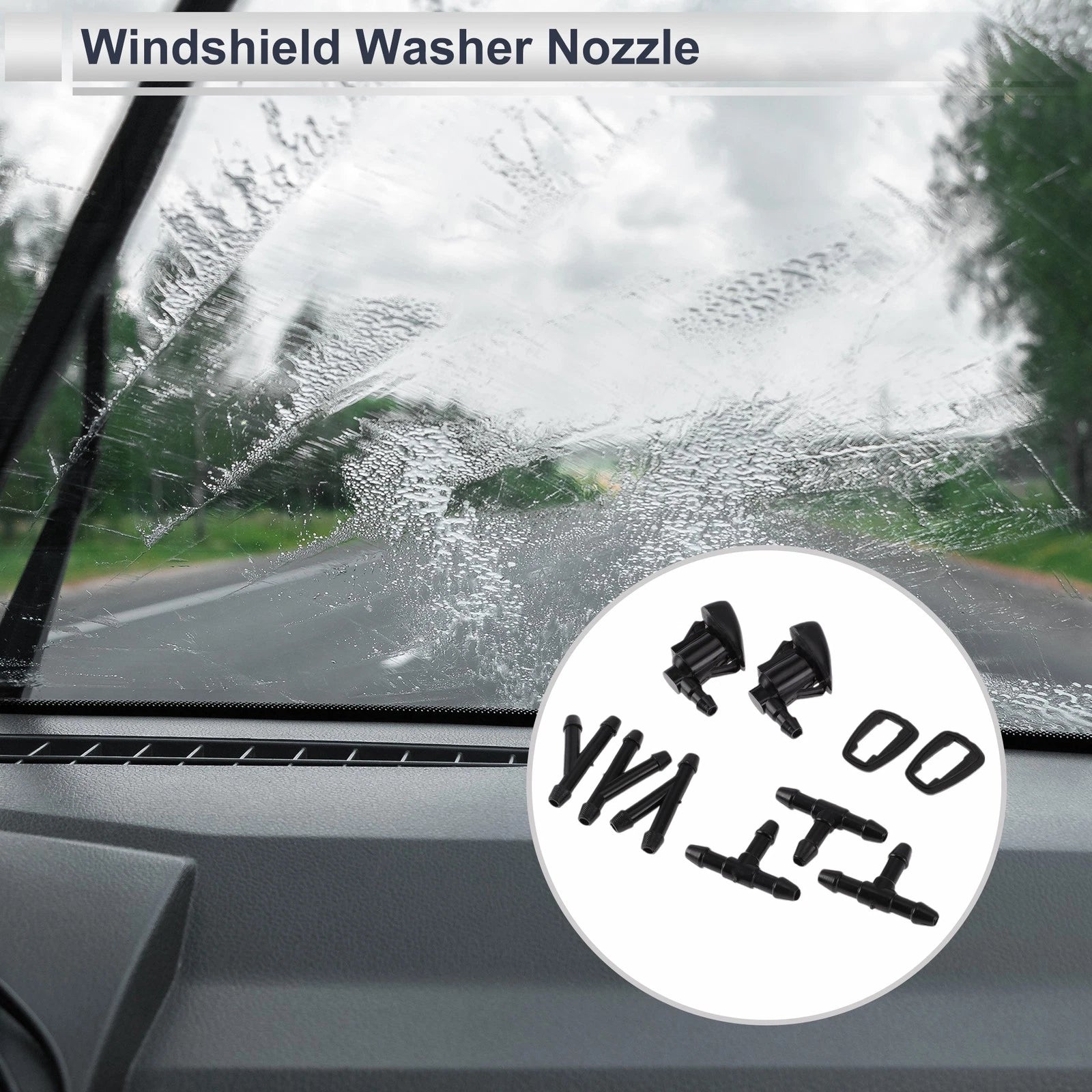 Windshield Washer Nozzle Set with Hose Connector for Toyota (2014–2018)