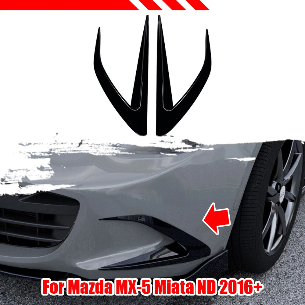 Gloss Black Front Vent Trim Fin Canards for Mazda MX-5 Miata (2016–2023)