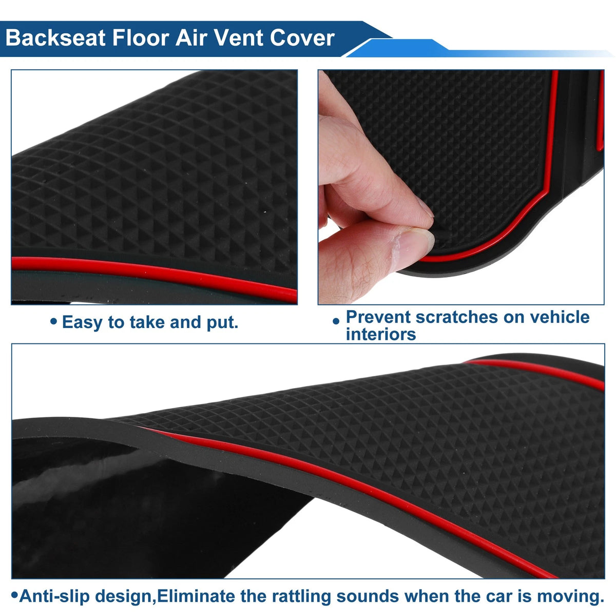 Car Non Slip Mat Set for Hyundai Kona Electric EV (2020–2022) PVC Red