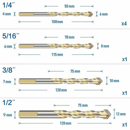 5PCS Ceramic Drill Set for Tile Glass Ø 6/6/8/10/12mm