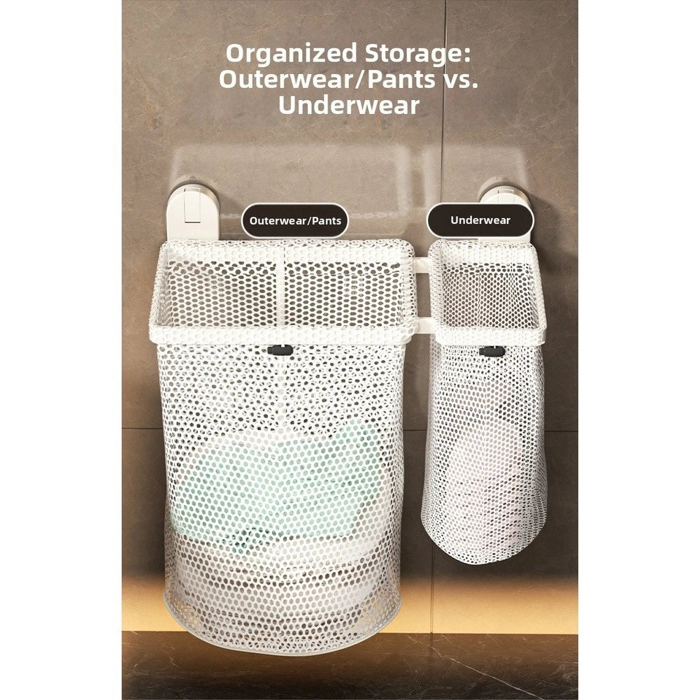Large Capacity Wall Mounted Laundry Organizer with Strong Suction Cups