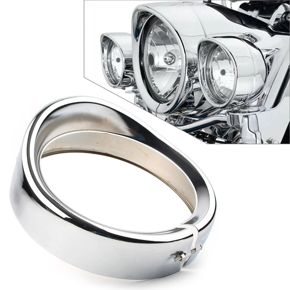 Chrome 7" Headlight Trim Ring Bezel for Harley Road King Softail