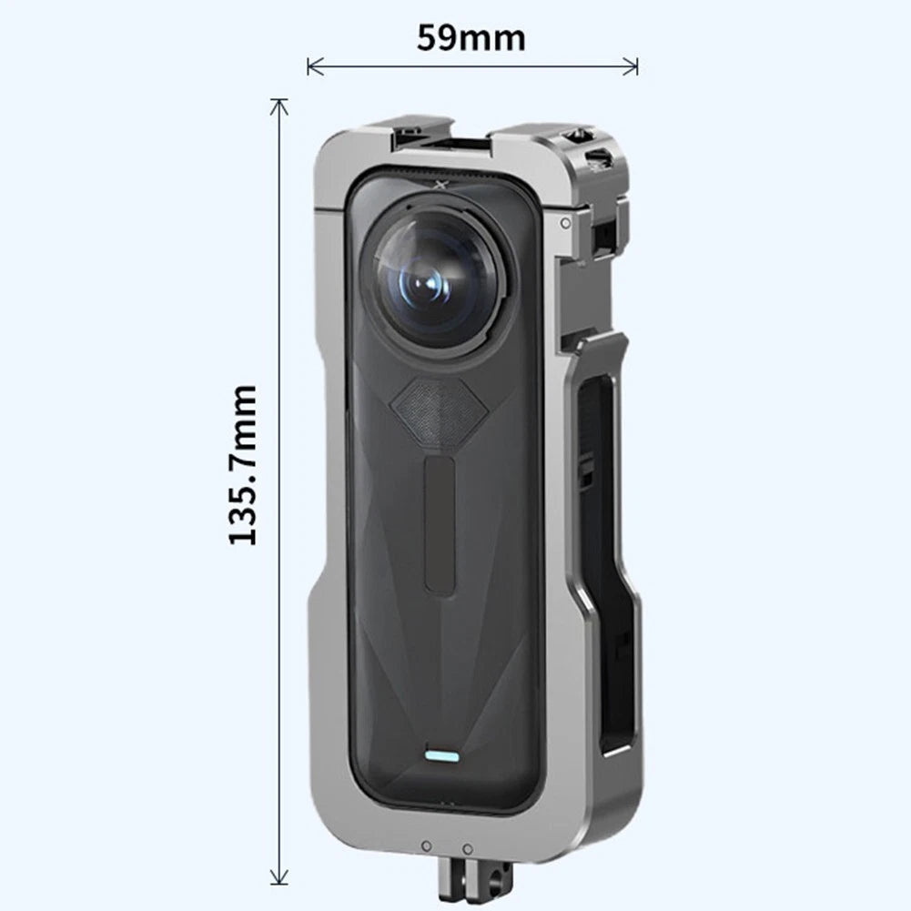 Gray Metal Cage with Lens Cover for Insta360 X5