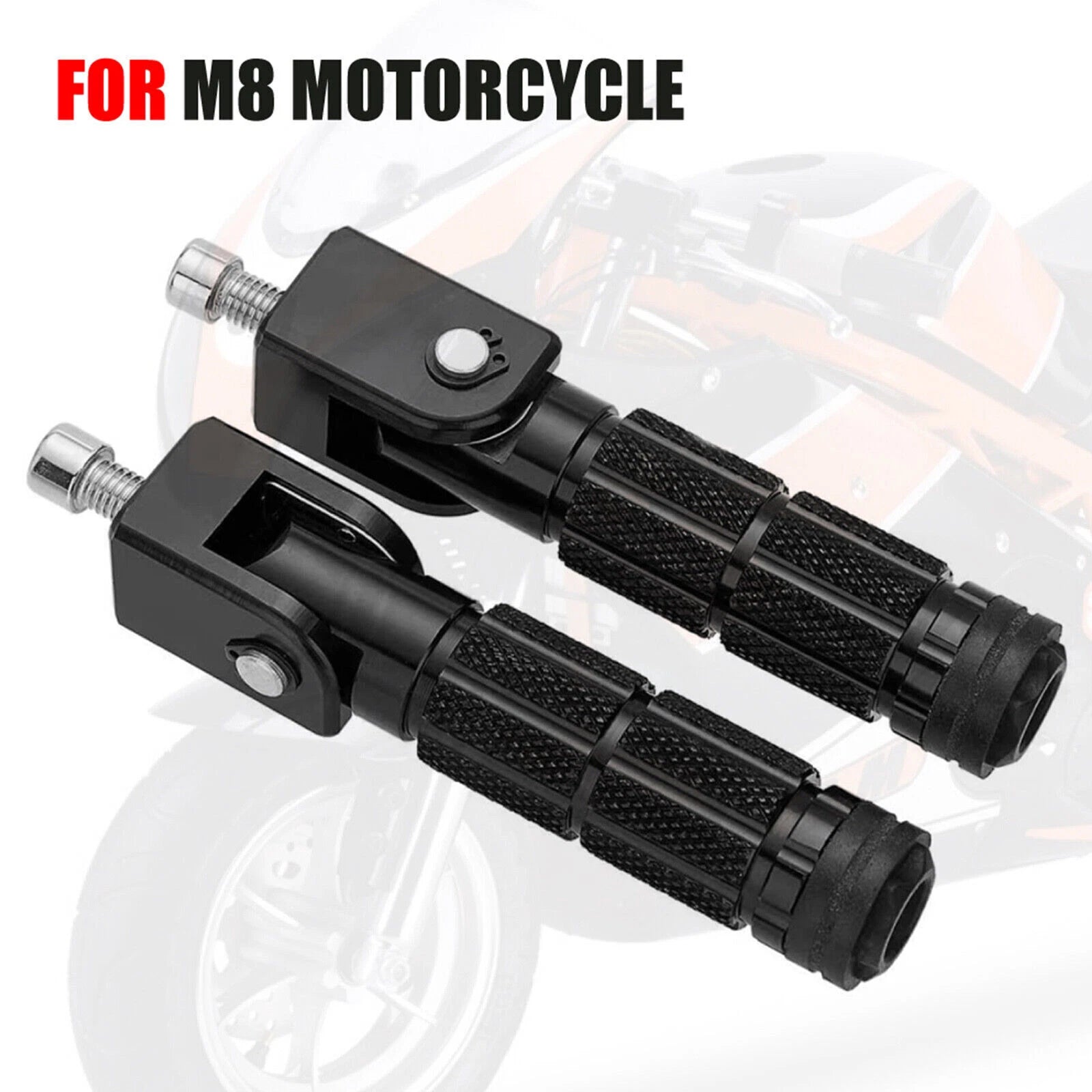 M8 Rear Footrests for Universal Fit (90 Degree Fixed Folding)