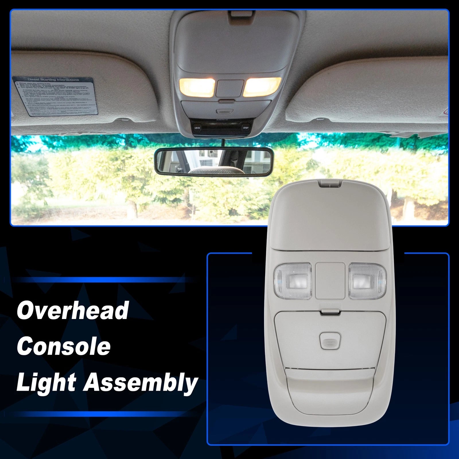 Dome Light Overhead Console Assembly for Dodge Ram 1500 2500 (1998–2001) Beige