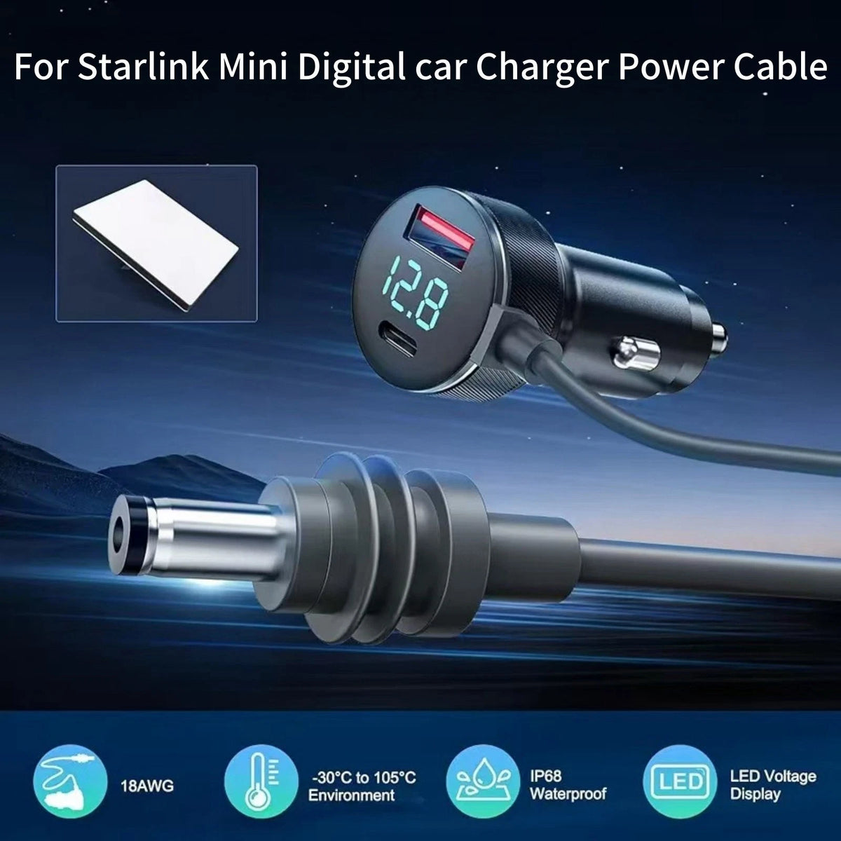 Starlink Mini Power Cable Cigarette Lighter Adapter (2023–2023)